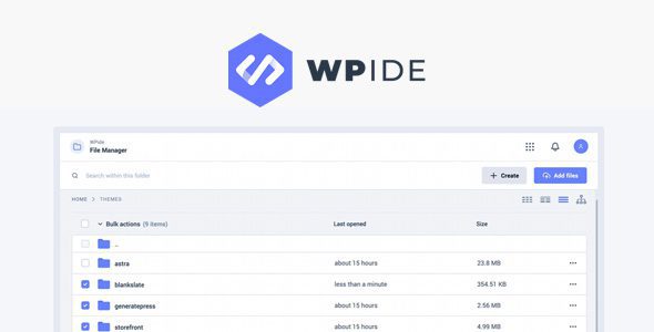 WPIDE Premium-Trình quản lý tệp & Trình chỉnh sửa mã mạnh mẽ cho WordPress